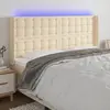 Image de vidaXL Tête de lit à LED Crème 183x16x118/128 cm Tissu