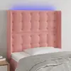 Image de vidaXL Tête de lit à LED Rose 93x16x118/128 cm Velours