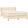 Image de vidaXL Sommier à Lattes de Lit avec Matelas, Lit Rembourré, Lit Double, Lit Adulte de Chambre à Coucher Intérieur, Moderne, Crème 140x190 cm Tissu