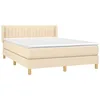 Image de vidaXL Sommier à Lattes de Lit avec Matelas, Lit Rembourré, Lit Double, Lit Adulte de Chambre à Coucher Intérieur, Moderne, Crème 140x190 cm Tissu