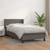 Image de vidaXL Sommier à lattes de lit avec matelas Gris 90x190 cm Similicuir