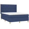Image de vidaXL Sommier à Lattes de Lit avec Matelas, Lit Rembourré, Lit Double, Lit Adulte de Chambre à Coucher Intérieur, Moderne, Bleu 140x200 cm Tissu
