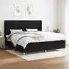 Image de vidaXL Sommier à lattes de lit avec matelas Noir 200x200 cm Tissu