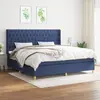 Image de vidaXL Sommier à lattes de lit avec matelas Bleu 200x200 cm Tissu