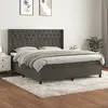 Image de vidaXL Sommier à lattes de lit et matelas Gris foncé 160x200cm Velours