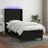 Image de vidaXL Sommier à lattes de lit matelas et LED Noir 90x200 cm Tissu