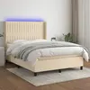 Image de vidaXL Sommier à lattes de lit matelas et LED Crème 140x200 cm Tissu