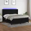 Image de vidaXL Sommier à lattes de lit matelas et LED Noir 160x200 cm Tissu