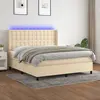 Image de vidaXL Sommier à lattes de lit matelas et LED Crème 180x200 cm Tissu