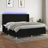 Image de vidaXL Sommier à lattes de lit matelas et LED Noir 200x200 cm Tissu