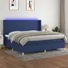 Image de vidaXL Sommier à lattes de lit matelas et LED Bleu 200x200 cm Tissu