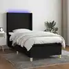 Image de vidaXL Sommier à lattes de lit matelas et LED Noir 90x200 cm Tissu