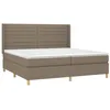 Image de vidaXL Sommier à Lattes de Lit avec Matelas et LED, Lit Rembourré avec Tête de Lit, Lit Double, Lit Adulte de Chambre, Moderne, Taupe 200x200 cm Tissu