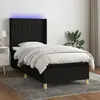 Image de vidaXL Sommier à lattes de lit matelas et LED Noir 80x200cm Tissu