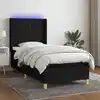 Image de vidaXL Sommier à lattes de lit matelas et LED Noir 90x190 cm Tissu