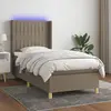 Image de vidaXL Sommier à lattes de lit matelas et LED Taupe 90x200 cm Tissu