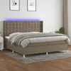 Image de vidaXL Sommier à lattes de lit matelas et LED Taupe 200x200 cm Tissu