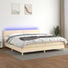 Image de vidaXL Sommier à lattes de lit et matelas et LED Crème 200x200cm Tissu