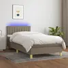 Image de vidaXL Sommier à lattes de lit avec matelas LED Taupe 90x200 cm Tissu