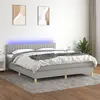 Image de vidaXL Sommier à lattes de lit et matelas et LED Gris clair 180x200 cm