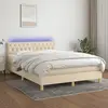 Image de vidaXL Sommier à lattes de lit avec matelas LED Crème 140x190 cm Tissu