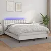 Image de vidaXL Sommier à lattes de lit avec matelas et LED Blanc 140x190 cm