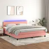 Image de vidaXL Sommier à lattes de lit avec matelas LED Rose 180x200cm Velours