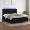 Image de vidaXL Sommier à lattes de lit et matelas et LED Noir 180x200 cm Tissu