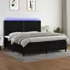Image de vidaXL Sommier à lattes de lit et matelas et LED Noir 200x200 cm Tissu