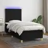 Image de vidaXL Sommier à lattes de lit avec matelas et LED Noir 90x190cm Tissu