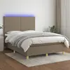 Image de vidaXL Sommier à lattes de lit et matelas et LED Taupe 140x190cm Tissu