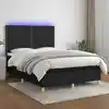 Image de vidaXL Sommier à lattes de lit et matelas et LED Noir 140x190 cm Tissu