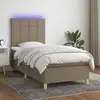 Image de vidaXL Sommier à lattes de lit et matelas et LED Taupe 100x200cm Tissu