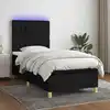 Image de vidaXL Sommier à lattes de lit et matelas et LED Noir 90x200 cm Tissu
