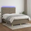 Image de vidaXL Sommier à lattes de lit et matelas et LED Taupe 140x190cm Tissu