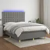 Image de vidaXL Sommier à lattes de lit et matelas et LED Gris foncé 140x190 cm