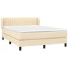 Image de vidaXL Sommier à Lattes de Lit avec Matelas, Lit Rembourré, Lit Double, Lit Adulte de Chambre à Coucher Intérieur, Moderne, Crème 140x190 cm Tissu
