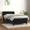 Image de vidaXL Sommier à lattes de lit avec matelas Noir 90x200 cm Velours