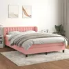Image de vidaXL Sommier à lattes de lit avec matelas Rose 140x200 cm Velours