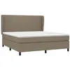 Image de vidaXL Sommier à Lattes de Lit avec Matelas, Lit Rembourré, Lit Double, Lit Adulte de Chambre à Coucher Intérieur, Moderne, Taupe 180x200 cm Tissu