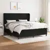 Image de vidaXL Sommier à lattes de lit avec matelas Noir 180x200 cm Tissu