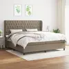 Image de vidaXL Sommier à lattes de lit avec matelas Taupe 200x200 cm Tissu