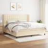 Image de vidaXL Sommier à lattes de lit avec matelas Crème 200x200 cm Tissu