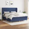 Image de vidaXL Sommier à lattes de lit avec matelas Bleu 180x200 cm Tissu