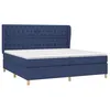 Image de vidaXL Sommier à Lattes de Lit avec Matelas, Lit Rembourré avec Tête de Lit, Lit Double, Lit Adulte de Chambre, Moderne, Bleu 200x200 cm Tissu