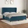 Image de vidaXL Sommier à lattes de lit et matelas Bleu foncé 180x200cm Velours