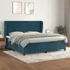 Image de vidaXL Sommier à lattes de lit et matelas Bleu foncé 200x200cm Velours