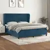 Image de vidaXL Sommier à lattes de lit et matelas Bleu foncé 180x200cm Velours
