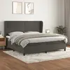 Image de vidaXL Sommier à lattes de lit et matelas Gris foncé 200x200cm Velours