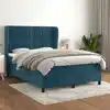 Image de vidaXL Sommier à lattes de lit et matelas Bleu foncé 140x190cm Velours